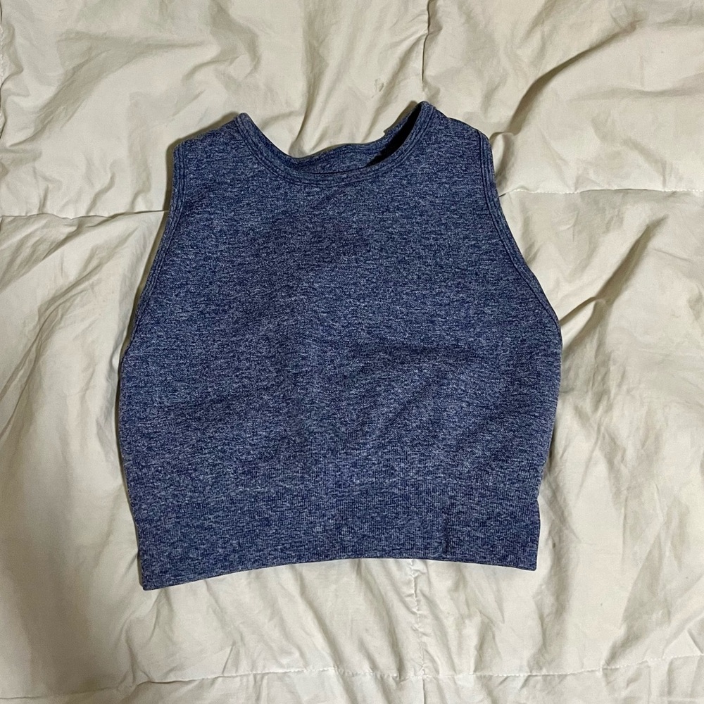 Bo + Tee Blue Heather Sports Bra Top